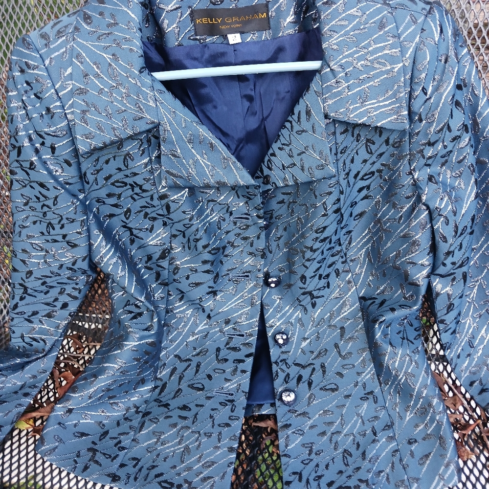 Kelly Graham Vintage fitted Jacket/Blazer Size 2 Brocade Style fabric